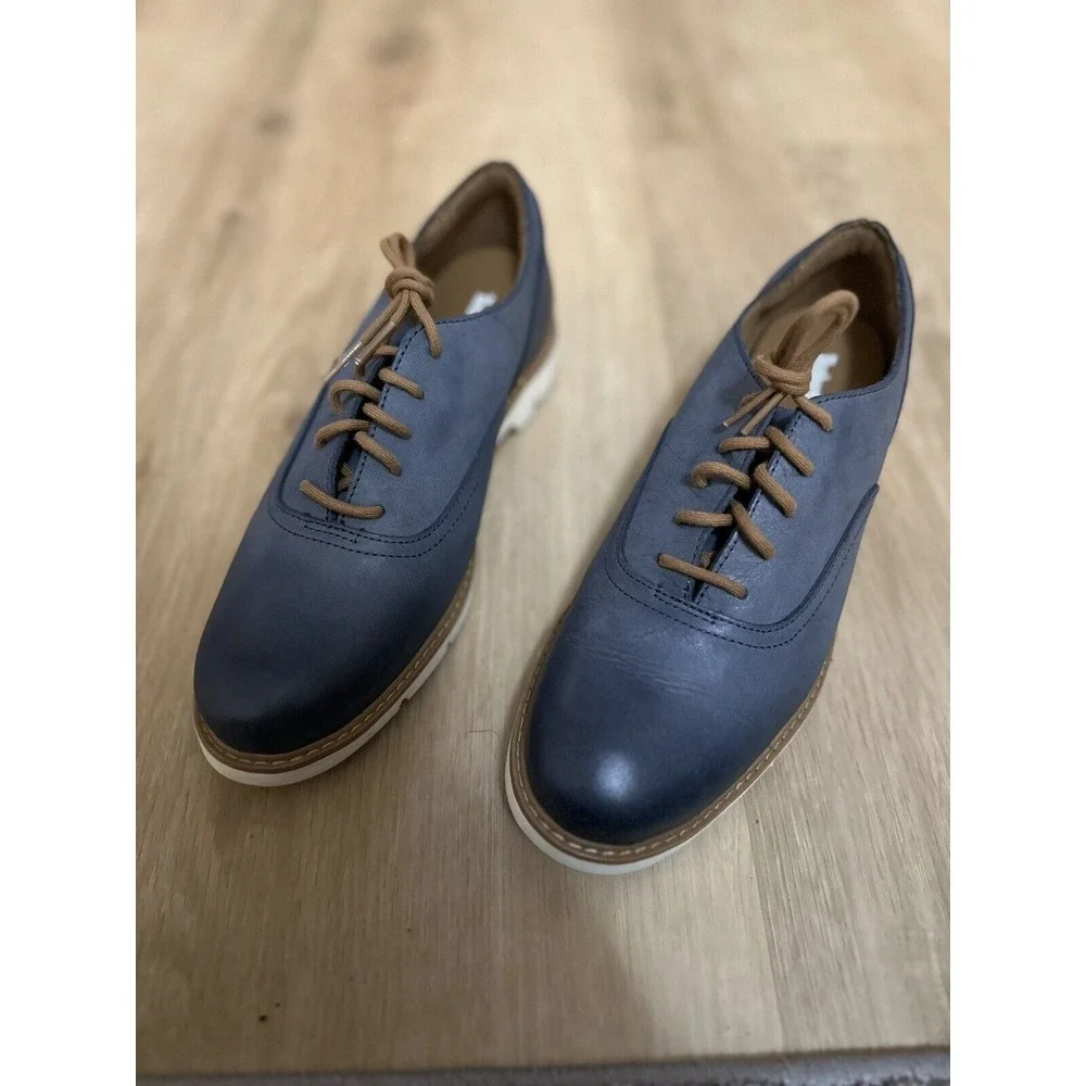 Timberland Women's Bramhall Oxford‎ Blue Leather Size 8 Excellent Condition